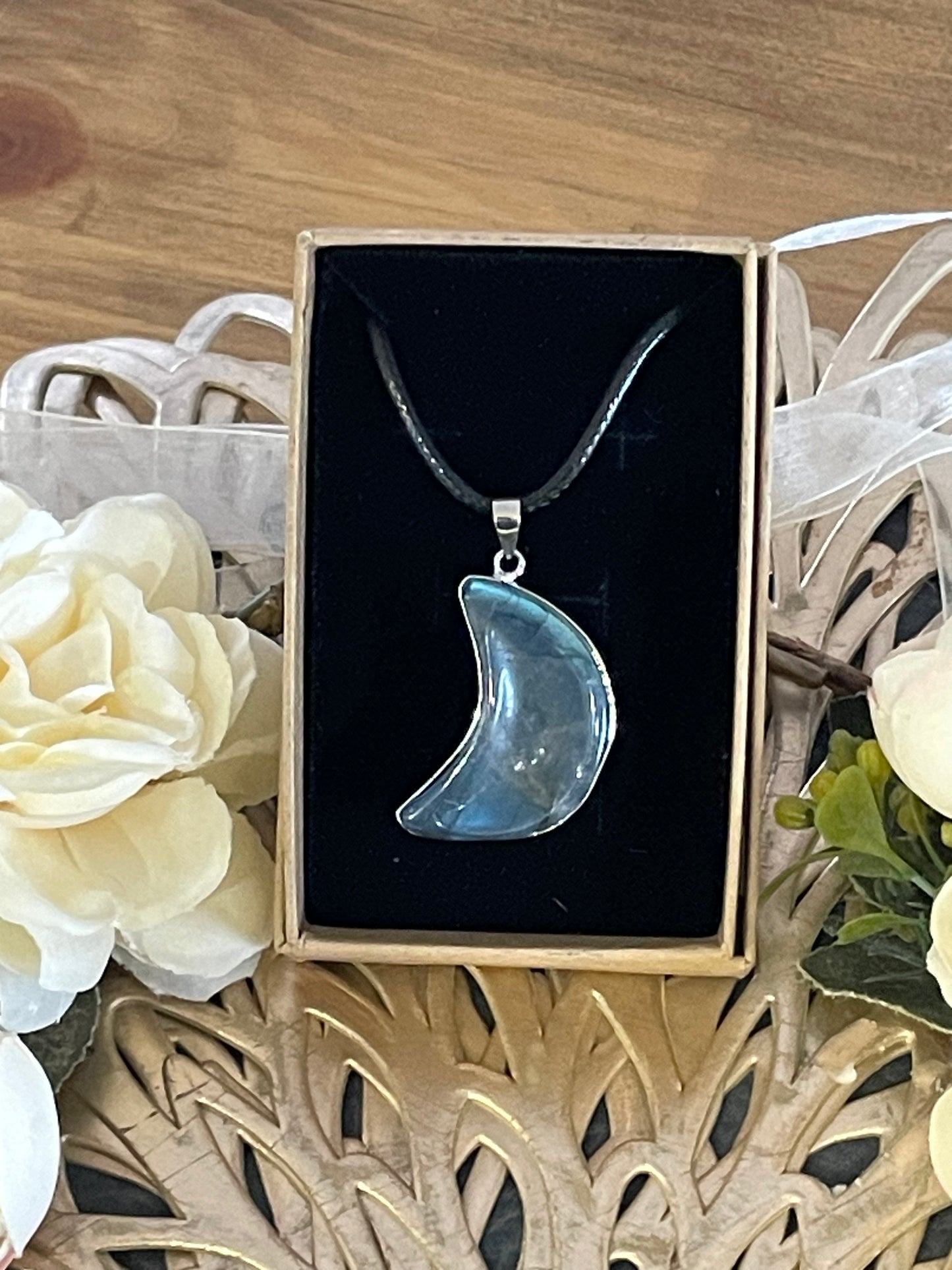 Labradorite Moon Pendant