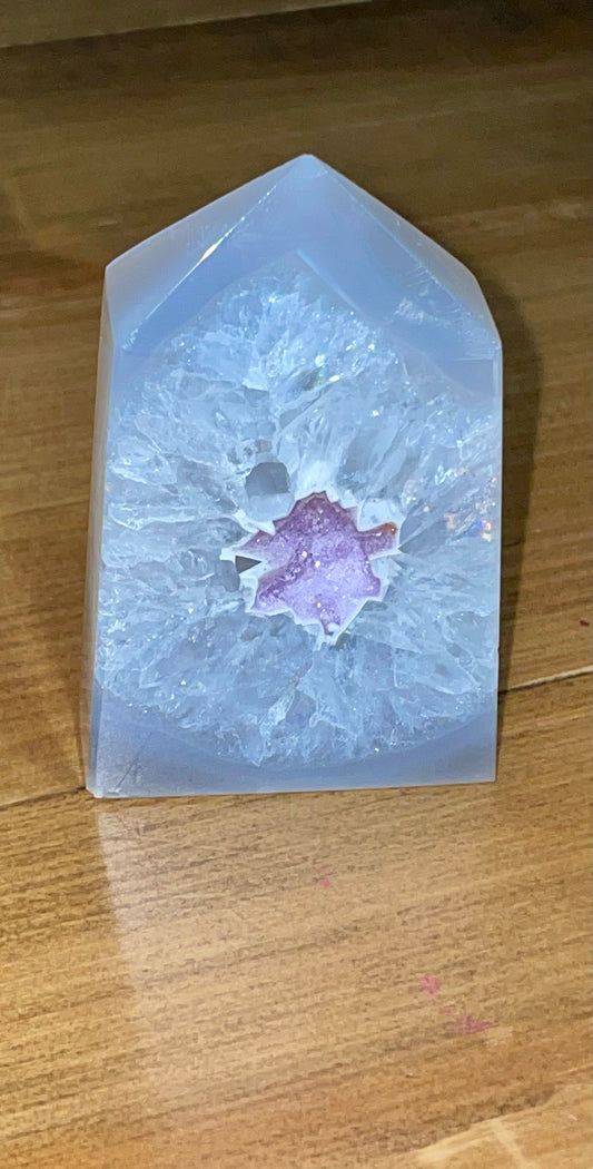 Lavender Agate Geode Tower