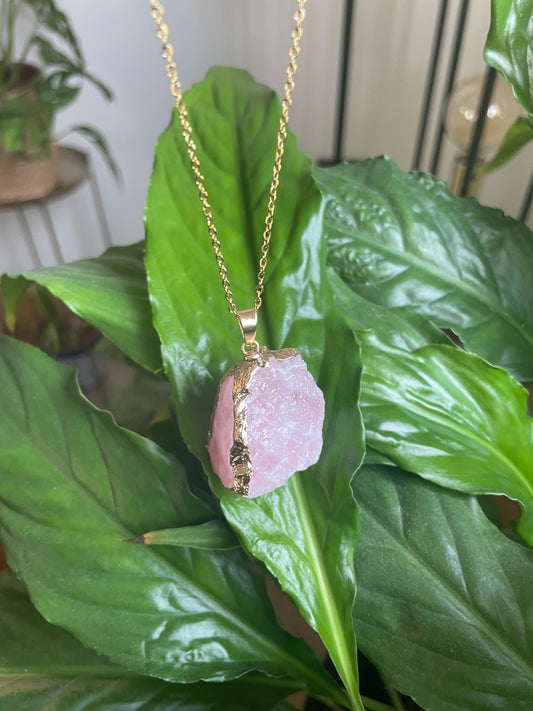 Raw Rose Quartz Necklace
