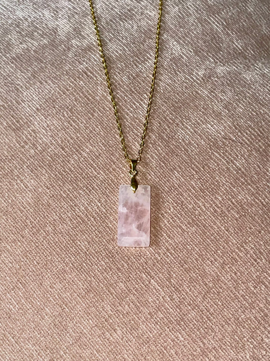 Rose Quartz Crystal Pendant Necklace