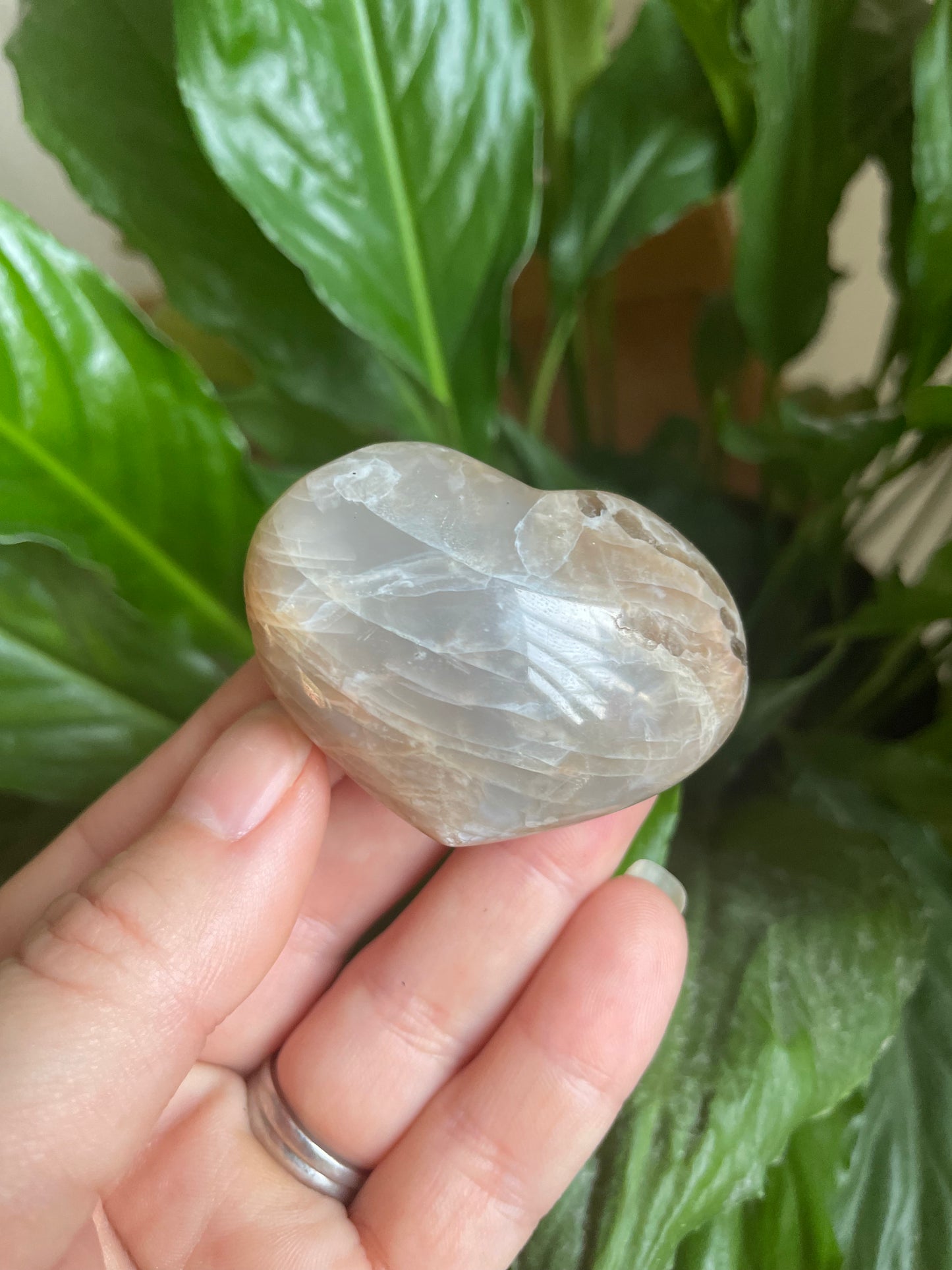 Black Moonstone Heart Carving