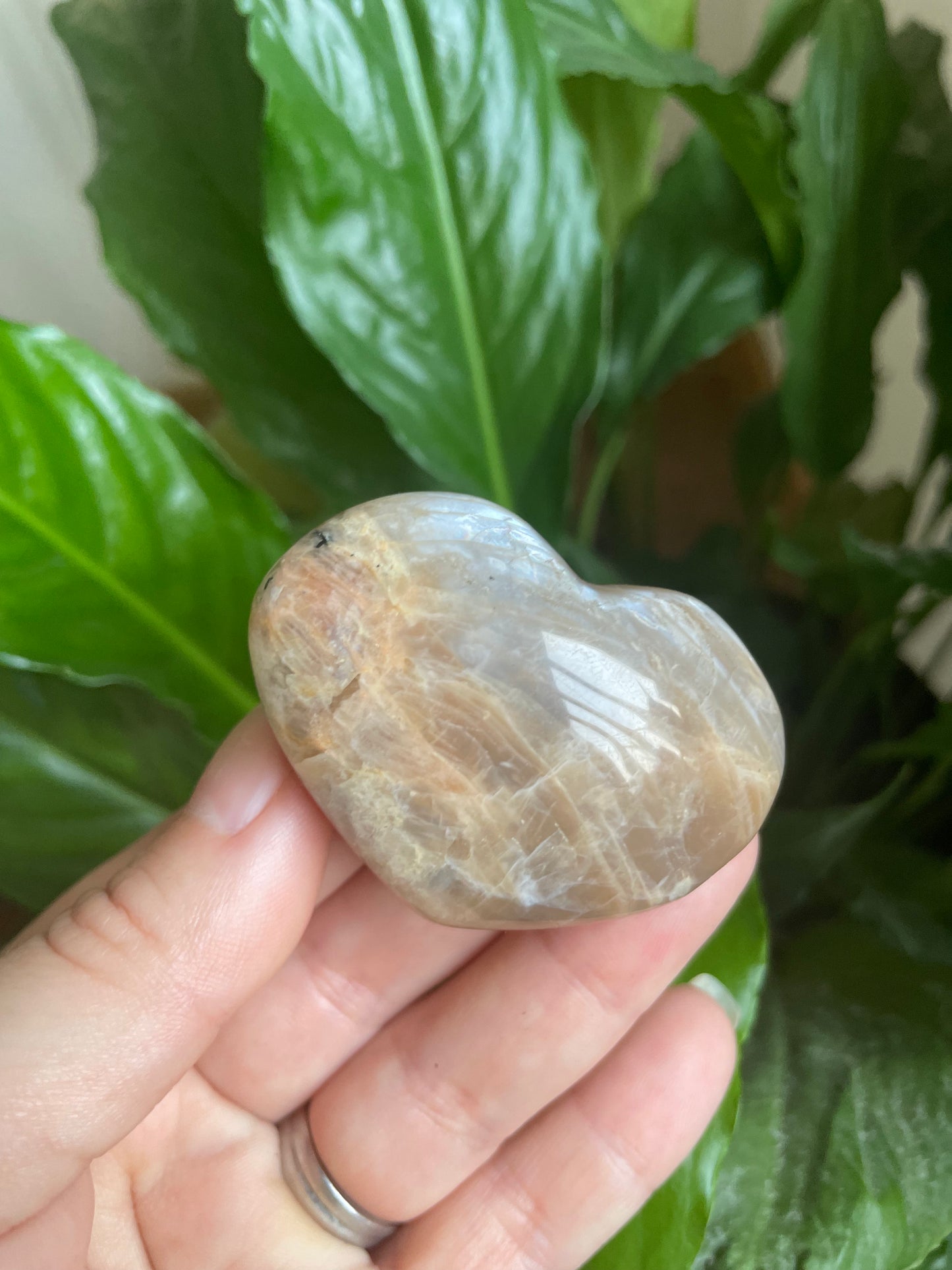 Black Moonstone Heart Carving